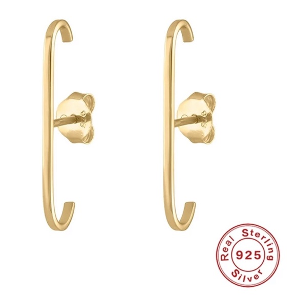 Sterling Silver Bar Cuff Earrings - Picture 4 of 4